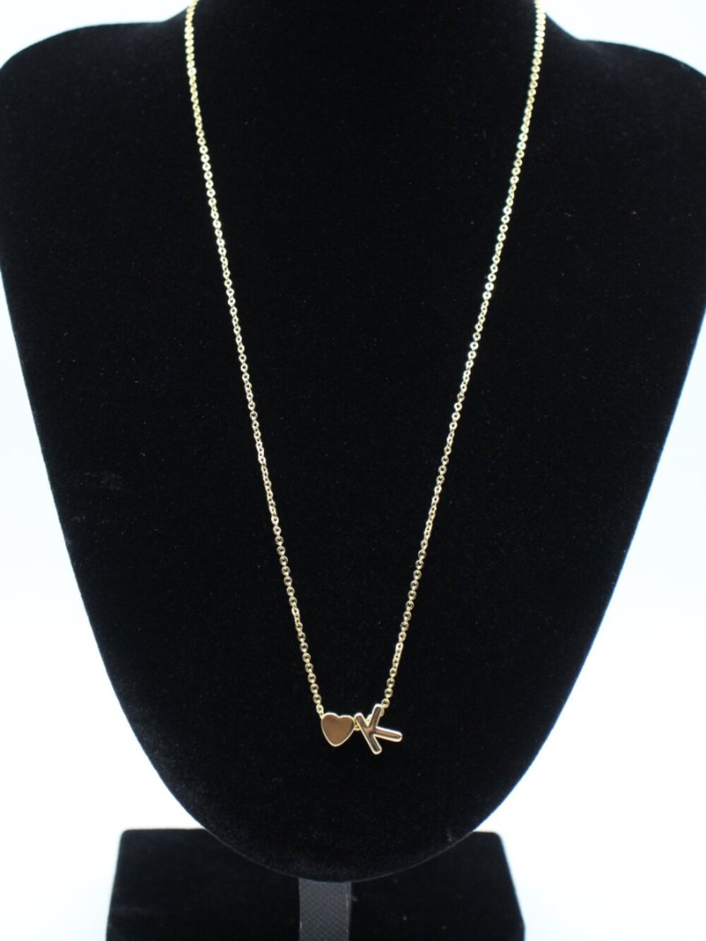 14K Gold Plated K Letter Pendant Necklace - Picture 2 of 3